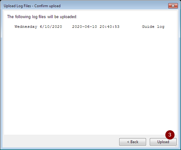 Log upload Step 3